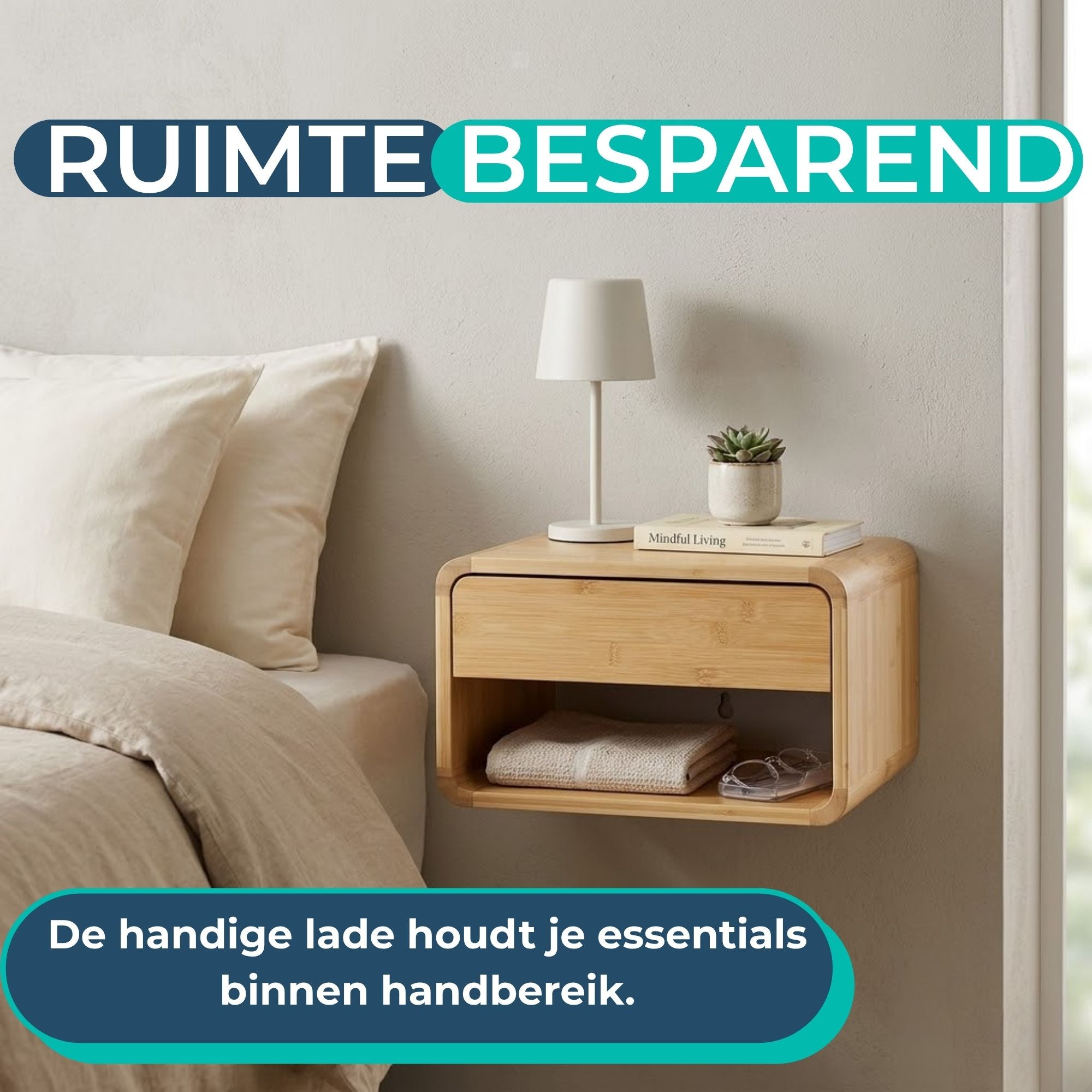 Floating Bamboo Nightstand 2x