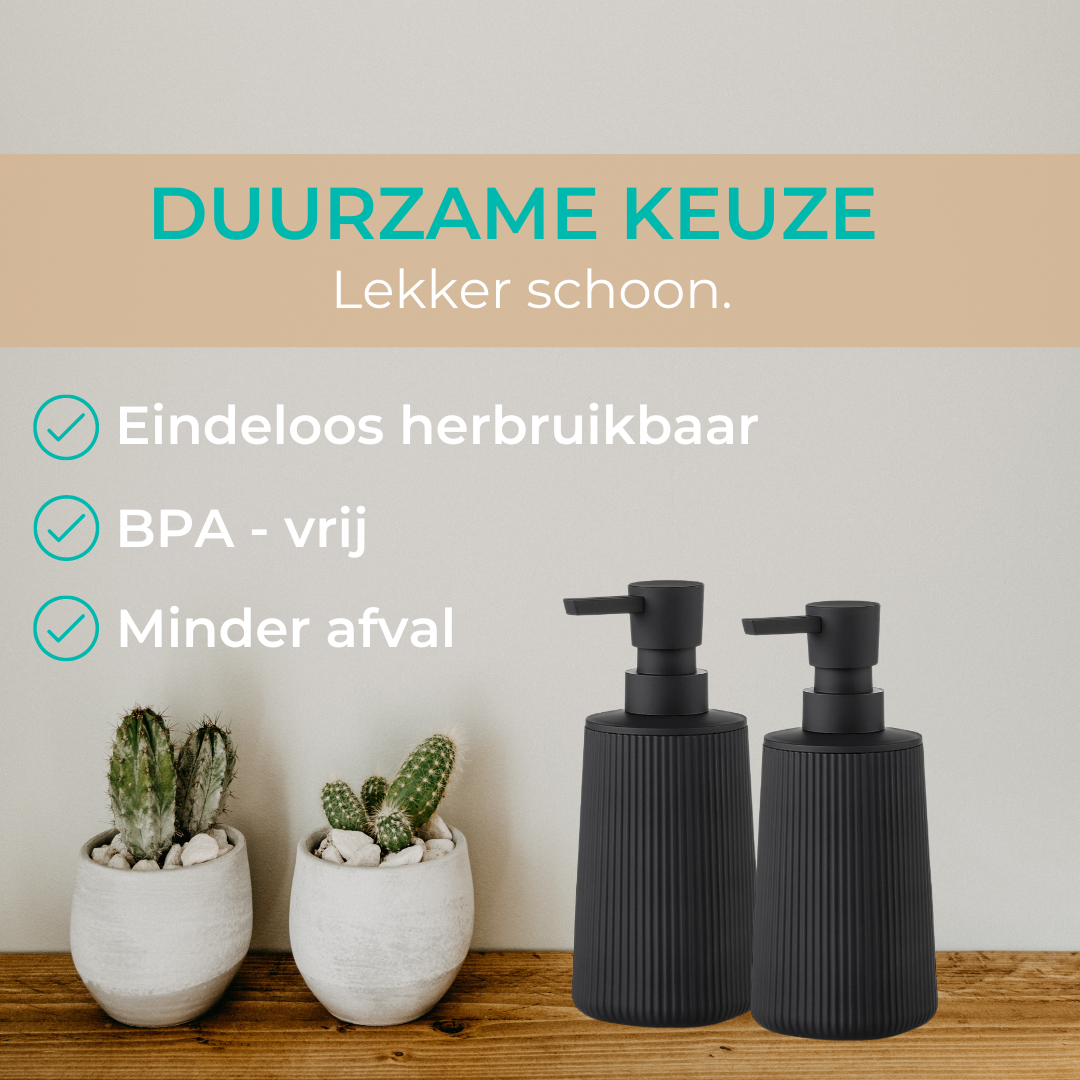 Zeepdispenser Mat Zwart rond | Set van 2 stuks | Keuken, Badkamer & Toilet