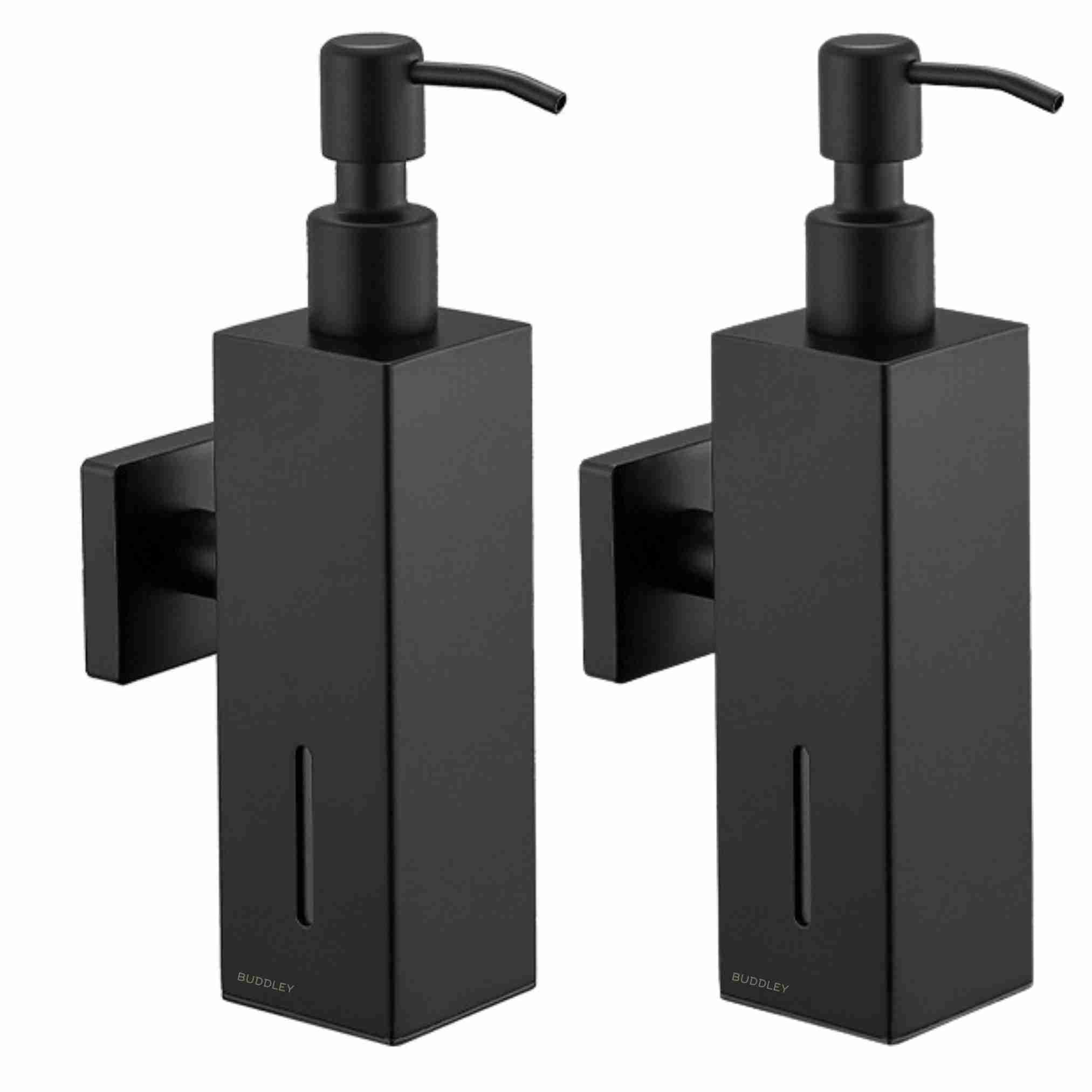 Wandmontage Zeepdispenser Zwart | Set van 2 stuks | Keuken, Badkamer & Toilet